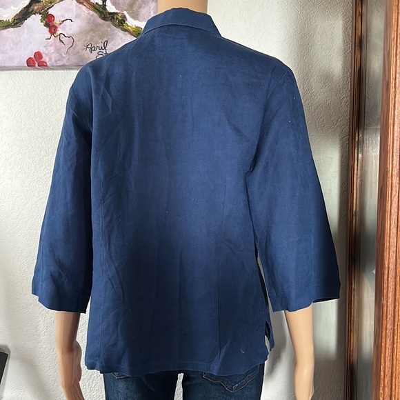Silk Club Collection Blue Linen Shirt - Picture 3 of 4